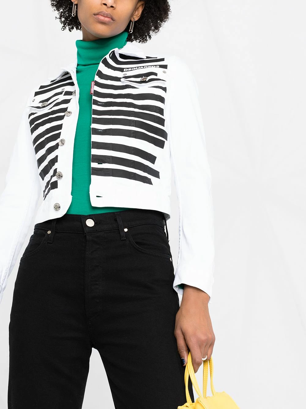 Première Qualité Dsquared2 Veste en jean à rayures vestes en jean femme 7 Dsquared2 veste en jean à rayures