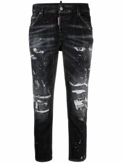 Dsquared2 jean court à effet usé