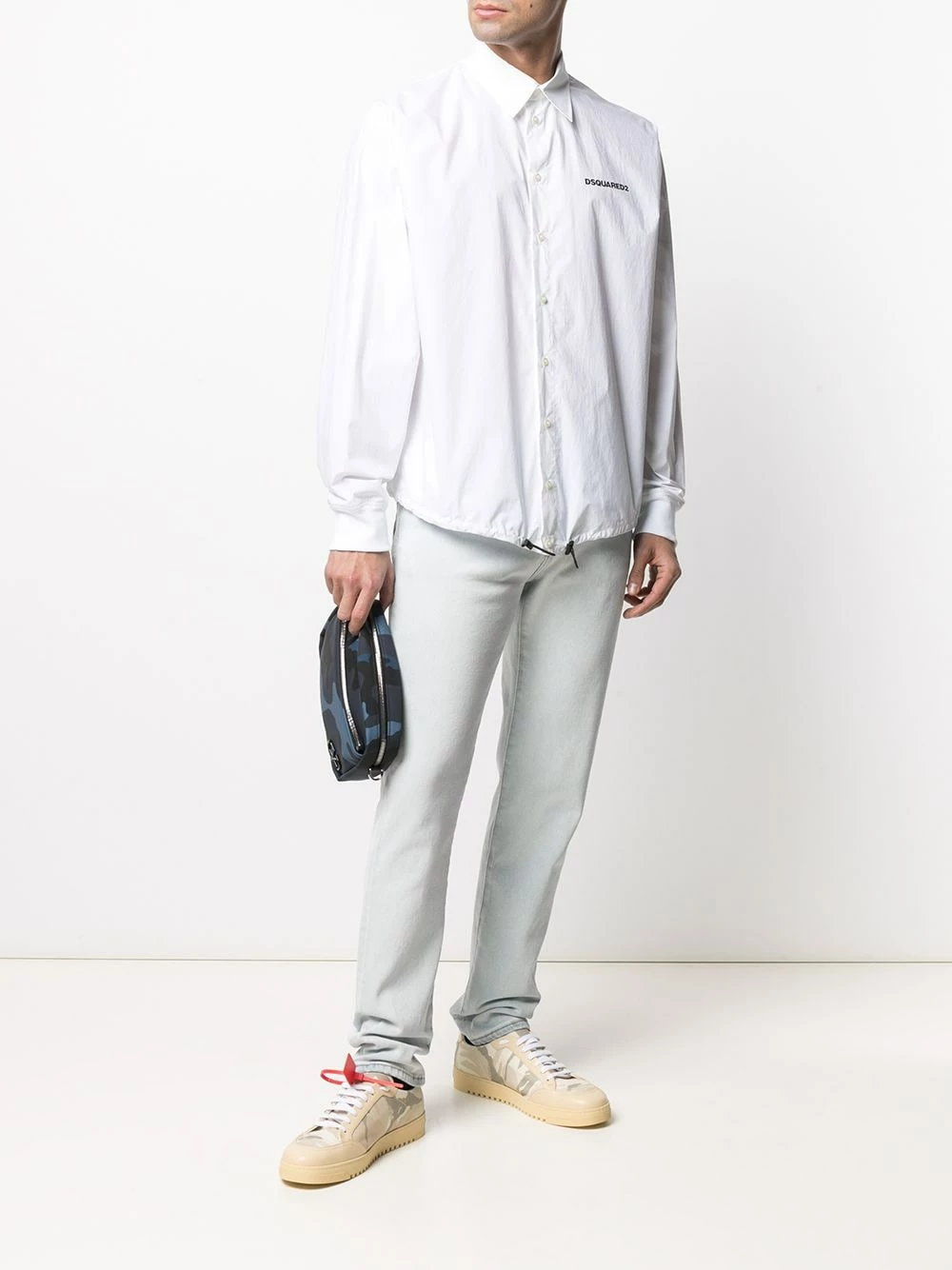 Vendre-Réclame Dsquared2 Chemise à ourlet à lien de resserrage chemises homme 4 Dsquared2 chemise à ourlet à lien de resserrage