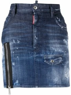 Dsquared2 jupe en jean à effet délavé