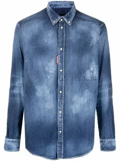 Dsquared2 chemise en jean à effet usé