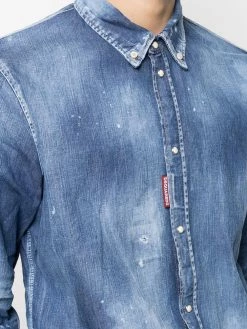 Dsquared2 chemise en jean à effet usé