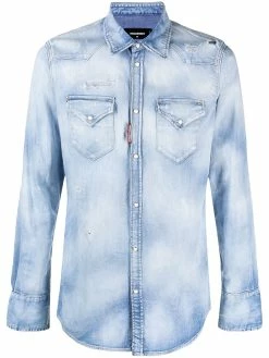 Dsquared2 chemise en jean à effet usé