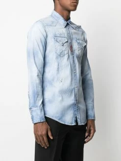 Dsquared2 chemise en jean à effet usé