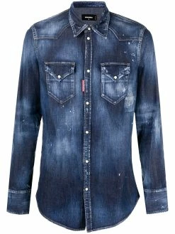 Dsquared2 chemise en jean à effet délavé