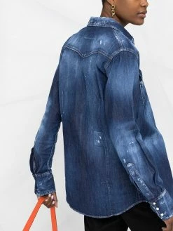 Dsquared2 chemise en jean à effet délavé