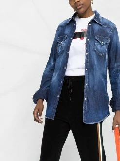 Dsquared2 chemise en jean à effet délavé