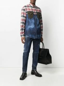 Dsquared2 chemise en jean à empiècements à carreaux