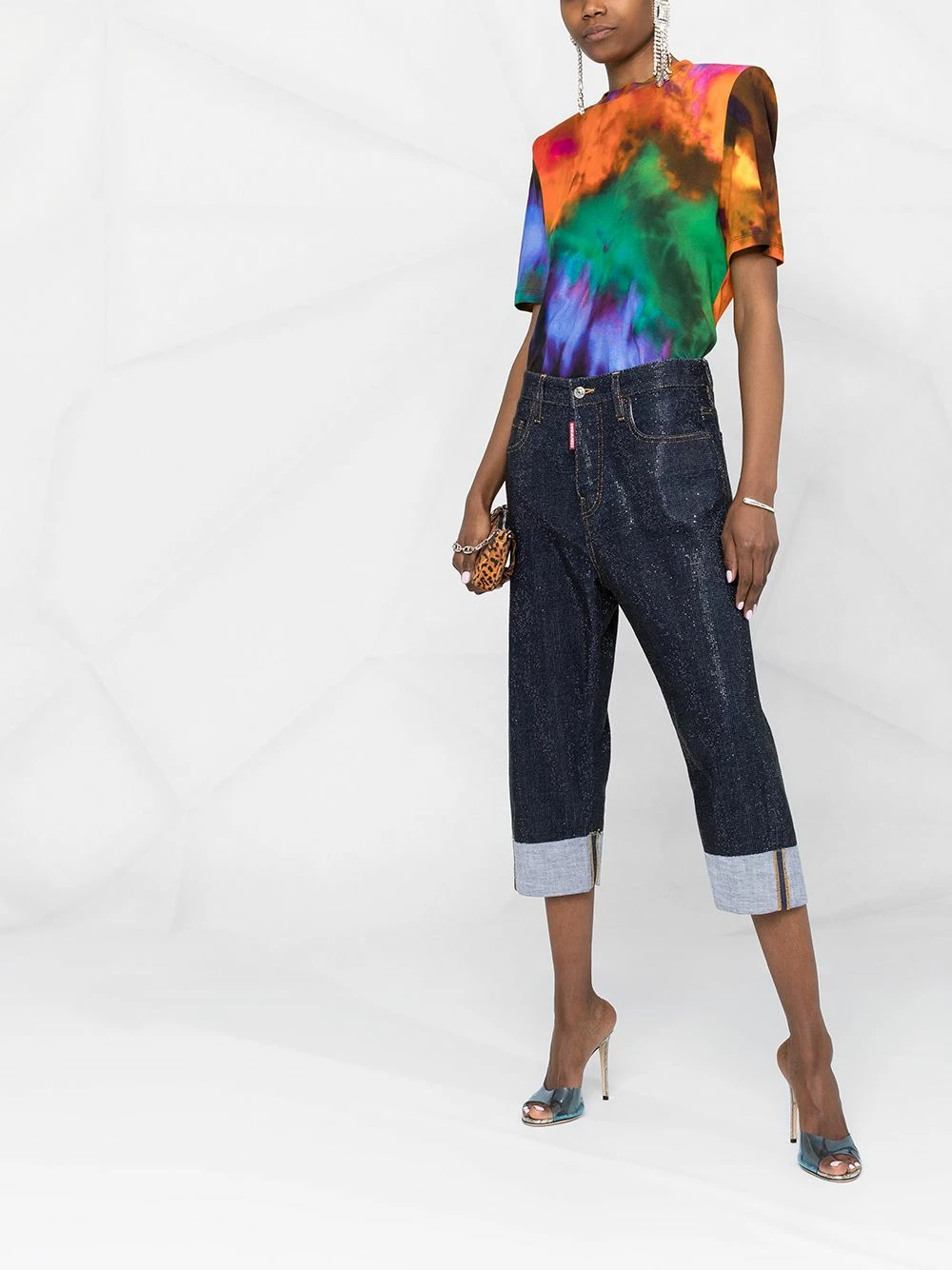 Dsquared2 Prix Légers Jean court à détails de clous jeans courts femme 6 Dsquared2 jean court à détails de clous