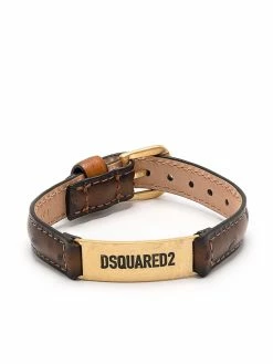 Dsquared2 bracelet en cuir à plaque logo