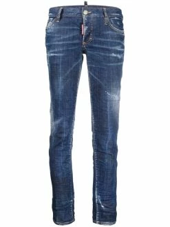 Dsquared2 jean court skinny à effet usé