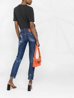 Dsquared2 jean court skinny à effet usé