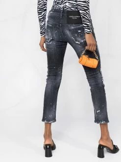 Dsquared2 jean crop à effet usé