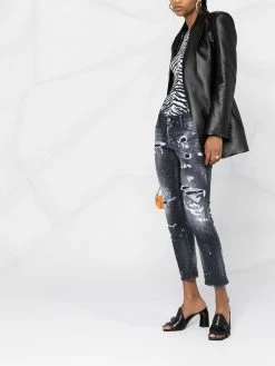 Dsquared2 jean crop à effet usé