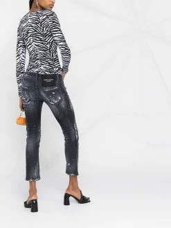 Dsquared2 jean crop à effet usé