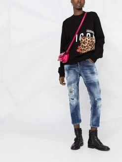 Dsquared2 jean crop à effet usé