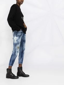 Dsquared2 jean crop à effet usé