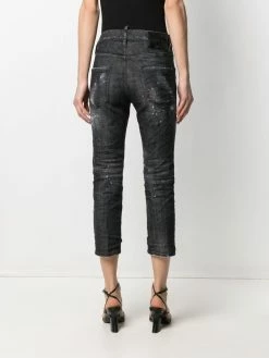 Dsquared2 jean droit à effet usé