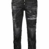 Dsquared2 jean droit à effet usé