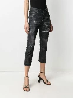Dsquared2 jean droit à effet usé