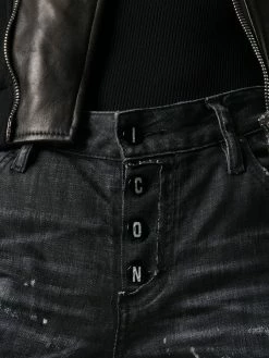 Dsquared2 jean droit à effet usé