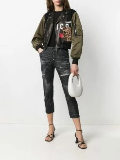 Dsquared2 jean droit à effet usé