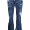 Dsquared2 Jean crop à effet usé Prix Abordable jeans évasés femme 1 Dsquared2 jean crop à effet usé