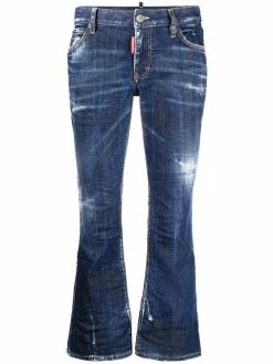 Dsquared2 jean crop à effet usé