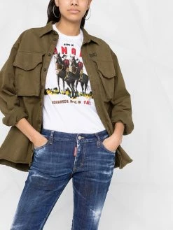 Dsquared2 jean crop à effet usé