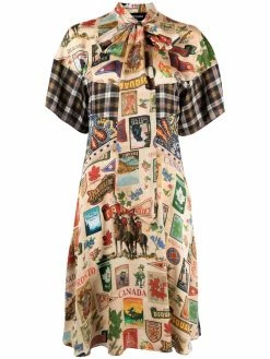 Dsquared2 robe mi-longue à design patchwork