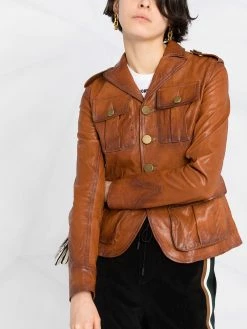 Dsquared2 veste en cuir à poches plaquées