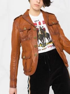 Dsquared2 veste en cuir à poches plaquées