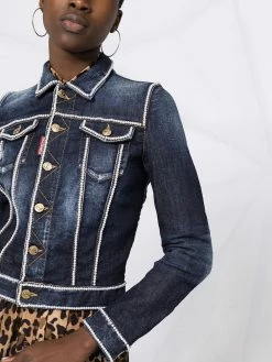 Dsquared2 veste en jean à bordures en perles