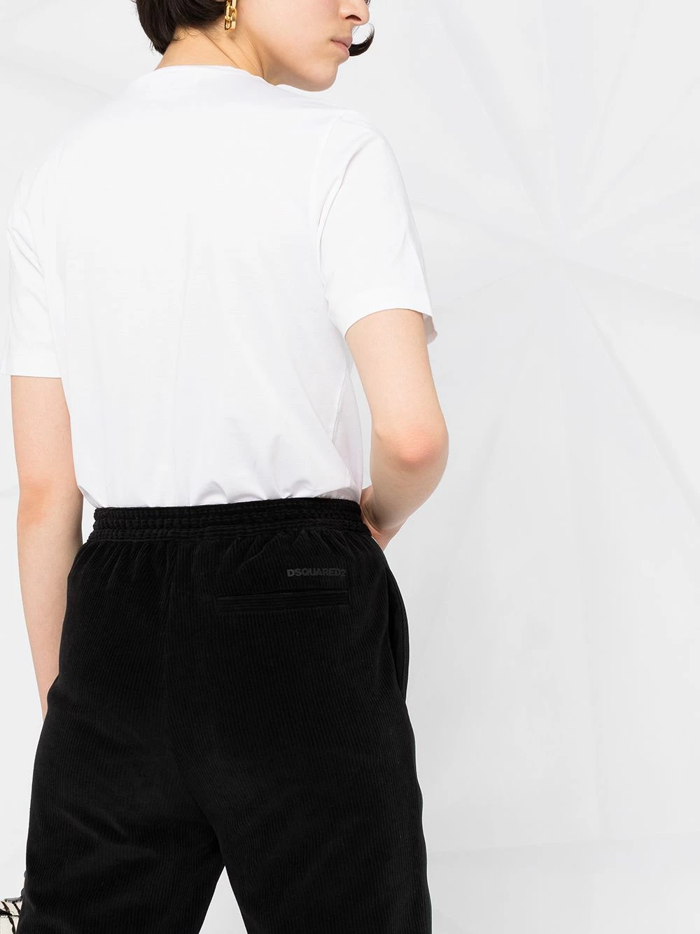 Bonne Qualité Dsquared2 Pantalon de jogging en velours côtelé à bande latérale pantalons de survêtement femme 5 Dsquared2 pantalon de jogging en velours côtelé à bande latérale