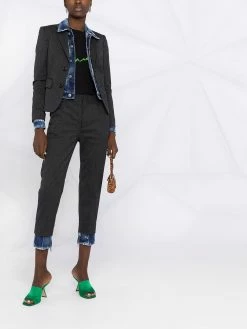 Dsquared2 pantalon en laine à ourlet en jean