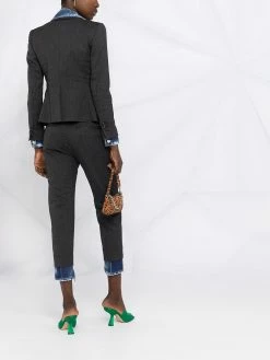 Dsquared2 pantalon en laine à ourlet en jean