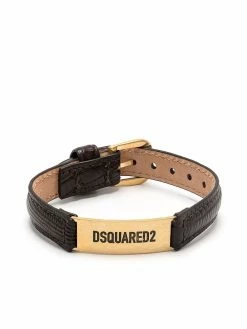 Dsquared2 bracelet en cuir à plaque logo