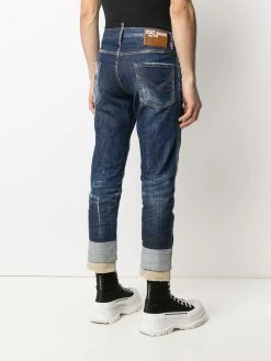 Dsquared2 jean crop à effet usé