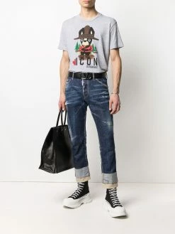 Dsquared2 jean crop à effet usé