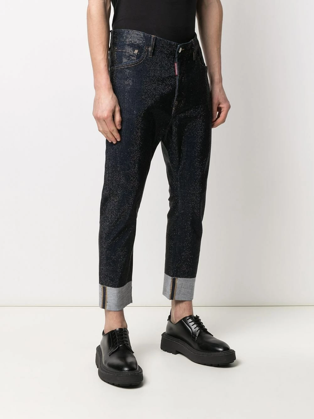 Dsquared2 En promotion Jean à ornements en cristal denim homme 5 Dsquared2 jean à ornements en cristal