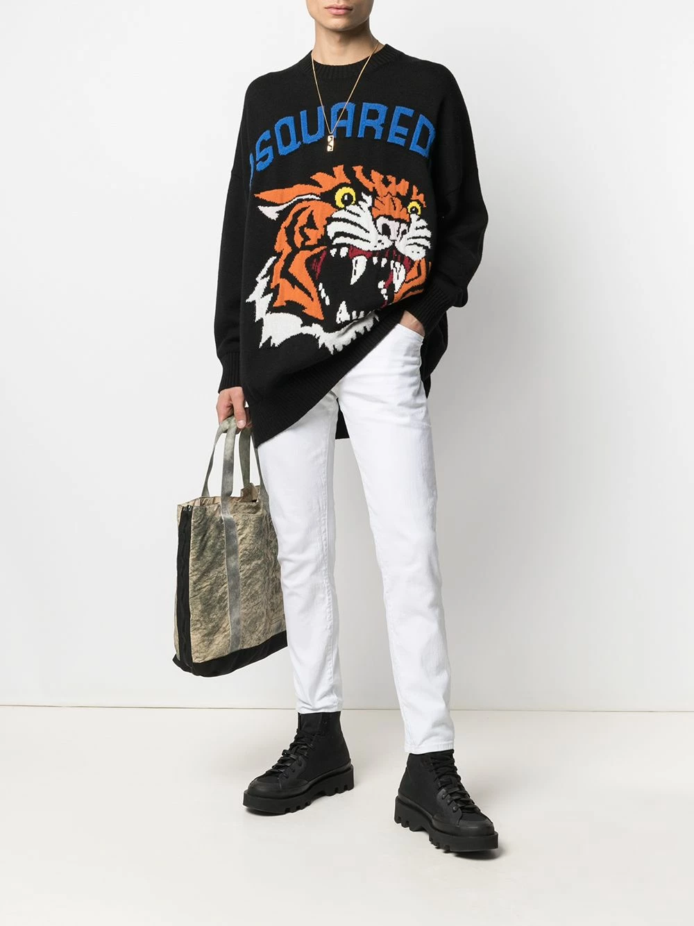 Meilleure qualité Dsquared2 Pull en maille intarsia pulls homme 4 Dsquared2 pull en maille intarsia