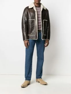 Dsquared2 veste boutonnée en peau retourné