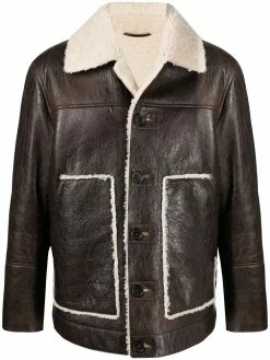 Dsquared2 veste boutonnée en peau retourné