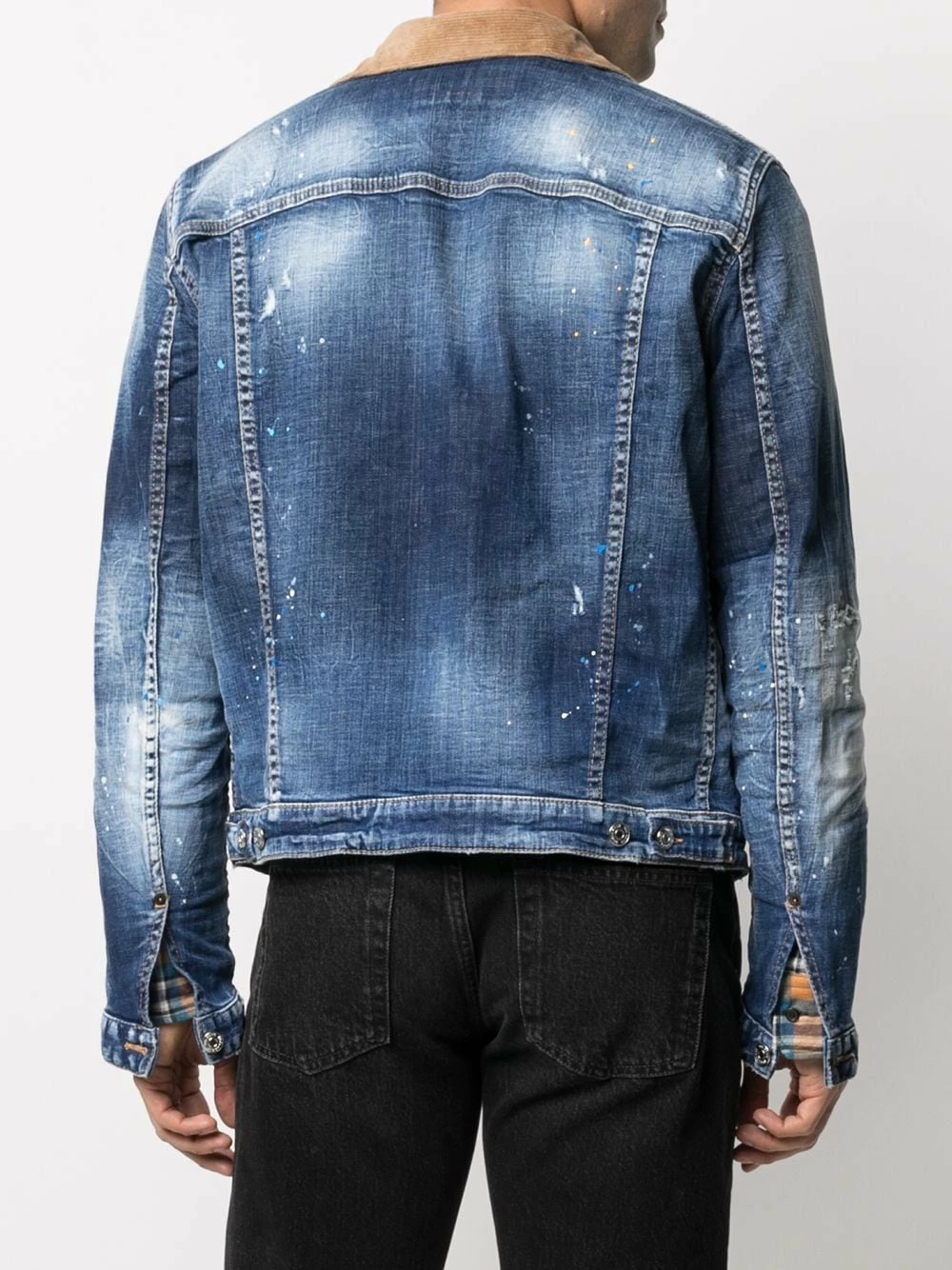 Promos Dsquared2 Veste en jean à col contrastant vestes en jean homme 6 Dsquared2 veste en jean à col contrastant