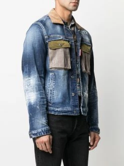 Promos Dsquared2 Veste en jean à col contrastant vestes en jean homme 9 Dsquared2 veste en jean à col contrastant