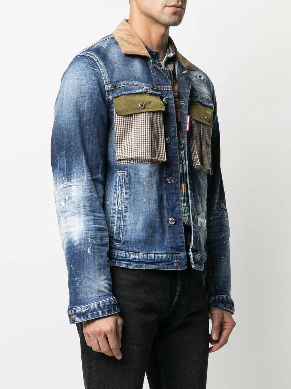 Promos Dsquared2 Veste en jean à col contrastant vestes en jean homme 5 Dsquared2 veste en jean à col contrastant