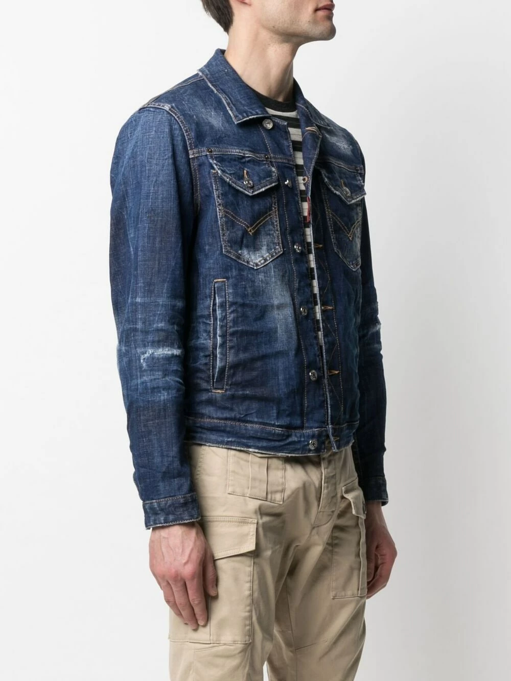 En Remise Dsquared2 Veste en jean à effet délavé vestes en jean homme 5 Dsquared2 veste en jean à effet délavé