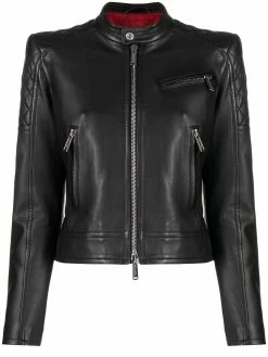 Dsquared2 veste de moto à empiècements matelassés
