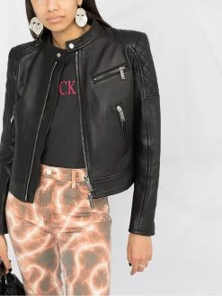 Dsquared2 veste de moto à empiècements matelassés