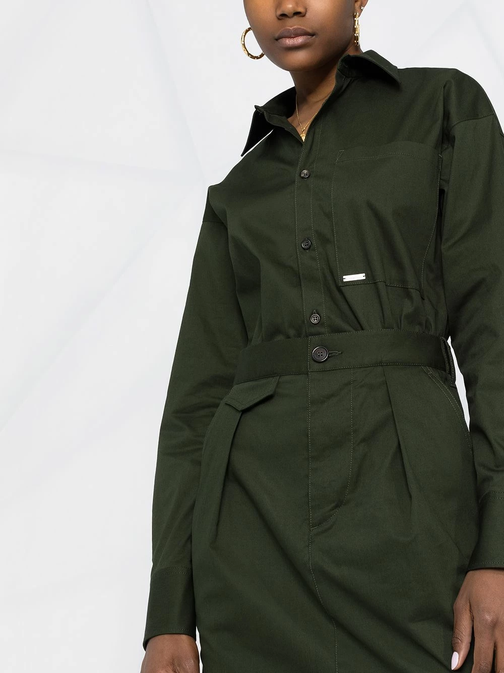 Prix Favorable Dsquared2 Robe chemise ceinturée à poche poitrine robes de jour femme 5 Dsquared2 robe-chemise ceinturée à poche poitrine